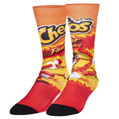 PRICES MAY VARY. 95% Cotton, 5% Elastic Imported Pull On closure Machine Wash Add style to your sock drawer with these fun snack food socks featuring Flamin Hot Cheetos bold graphic print, Officially licensed and authentic novelty sock merchandise; Be you, be Odd Crew length; Fits Men's shoe size 8-12 and women's shoe size 9-13; One size fits most; 360 degree artwork stretches and flexes with you to maintain design detail Premium features Y-Gore heel and elongated stay in place stretch cuff; Med Chester The Cheetah, Cheetos Logo, Spicy Cheetos, Cheetos Flamin Hot, Food Socks, Socks Gym, Hot Cheetos, Frito Lay, Hot And Spicy