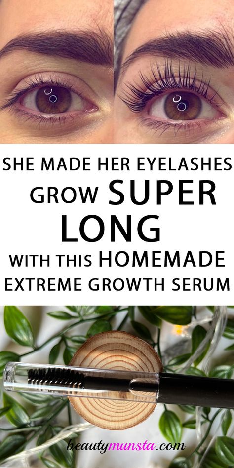 Do you know how to grow longer eyelashes at home? You can easily make your eyelashes grow longer by using this DIY eyelash growth serum with only a few ingredients! Hair Growing Serum Diy, Mascara Growth Serum Diy, Best Oil For Eyelash Growth, Tips To Grow Eyelashes, Eyebrow And Lash Growth Diy, How To Make Diy Lash Serum, How To Help Eyelashes Grow, How To Make Your Own Eyelash Serum, Growth Serum For Eyelashes