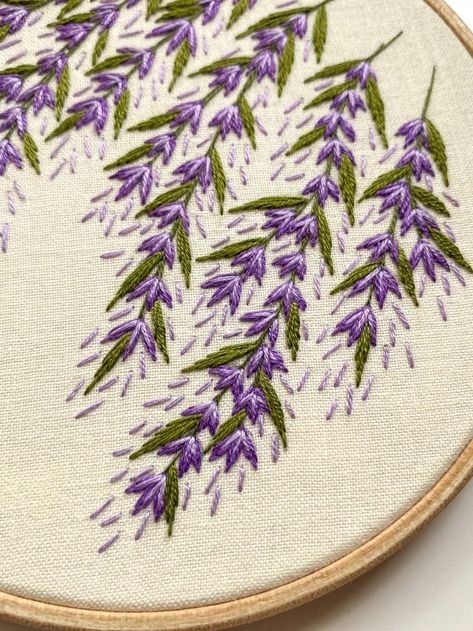 Wild Wisteria Embroidery Pattern (PDF Download Only) Tela, Sachets, Vintage Flower Embroidery Pattern, Embroidery Flowers Stitches, Wisteria Embroidery Design, Vines Embroidery Pattern, Wisteria Gifts, Wisteria Embroidery Pattern, Embroidery Vines And Flowers