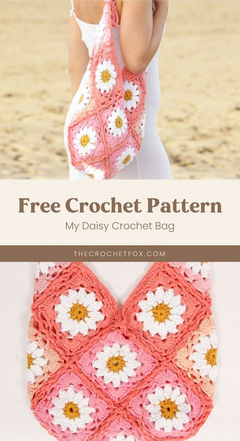 Amigurumi Patterns, Crochet Summer Bags, Vacation Crochet, Granny Square Haken, Crochet Tote Pattern, Granny Square Crochet Patterns, Free Crochet Bag, Crochet Patron, Crochet Bag Pattern Free