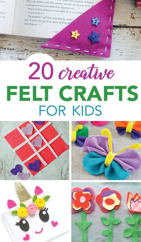 Easy felt crafts for kids! Build a butterfly or a unicorn! Lots of fun crafts for you to choose from! Preschool Crafts With Felt, Preschool Felt Crafts, Easy Felt Sewing Projects For Beginners, Felt Crafts Preschool, Christmas Crafts Fair Ideas, Felt Crafts For Preschoolers, Craft Foam Projects Diy, Felt Bags For Kids, Felt Fabric Crafts Ideas