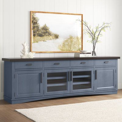 Blue Tv Stand, Dining Hutch, Coastal Farmhouse Decor, Wayfair Furniture, Tv Stands And Entertainment Centers, Media Console, Beachcrest Home, Living Room Tv, Tv Cabinets