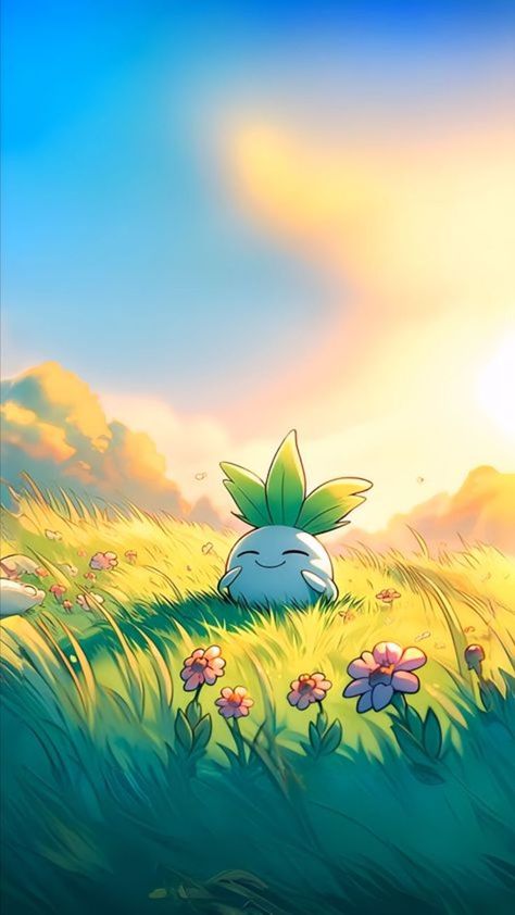 Kawaii, Ipad Wallpaper Pokemon, Oddish Art, Cute Pokemon Art, Cartoons Group, Pokemon Hat, 4k Phone Wallpapers, Pokemon Backgrounds, Sky Art Painting