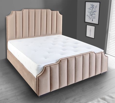 Bed Stand Ideas, Bed Upholstery Designs, Modern Luxury Bedroom Bed Frames, Art Deco Bed Frame, Art Deco Bedroom Decor, Shoe Rack Living Room, Beds Frame, Bed Stands, Padded Bed