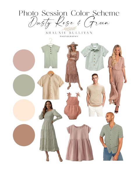 May Family Photos Color Schemes, Spring Outfit Family Photos, Green And Pink Family Photos, Family Photos With Pink, Spring Neutral Family Picture Outfits, Springtime Family Photo Outfits, Blush Pink Family Pictures, Spring Colors For Family Photos, Green And Pink Family Photo Outfits