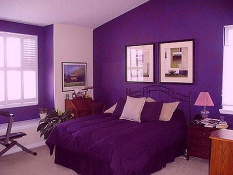 This is a great way to use it if you are a purple lover and you are not afraid to flaunt it. Purple Bedroom Paint, White And Purple Bedroom, Teen Room Colors, Purple Bedroom Design, Girls Bedroom Grey, Purple Girls Bedroom, Girls Bedroom Paint, Purple Girls Room, Purple Bedroom Decor
