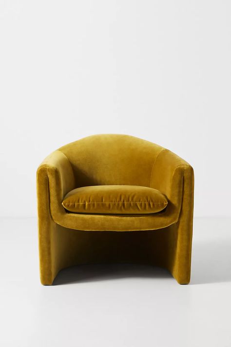 Velvet Sculptural Chair | Anthropologie 70s Chairs, Back Silhouette, Sculptural Chair, Anthropologie Home, Home Styling, Club Room, Velvet Chair, Plywood Furniture, Retro Furniture