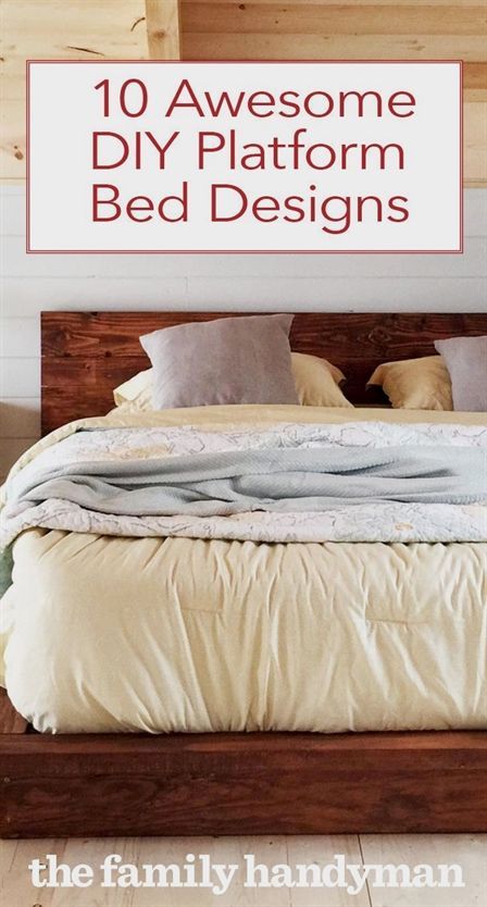 Are you interested in building your own DIY platform bed frame? These platform beds range from ultra-simple to innovative, so check out which one works best for you. #PlatformBed Cal King Platform Bed Frame, Low Platform Bed Diy, Diy Cal King Bed Frame, Bed Platform Ideas, Platform Bed Ideas Bedrooms, Interesting Bedroom, Platform Bed Diy, Diy Platform Bed Frame, Queen Bed Frame Diy