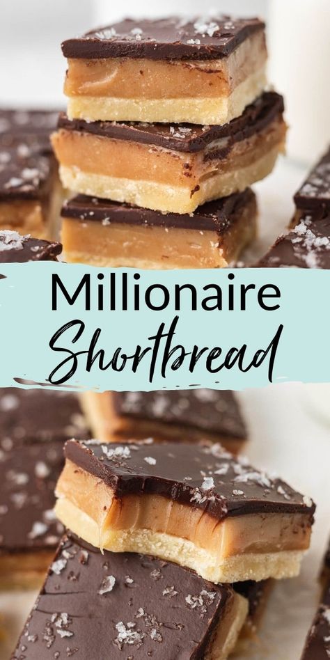 Easy Baked Treats Deserts, Geoffrey Zakarian Millionaire Bars, Gf Millionaire Shortbread, Chocolate Millionaire Shortbread, Millionaires Shortbread Bars, Million Dollar Cookie Bars, Shortbread Pie Crust Filling, Shortbread Layered Dessert, Caramel Shortbread Recipe