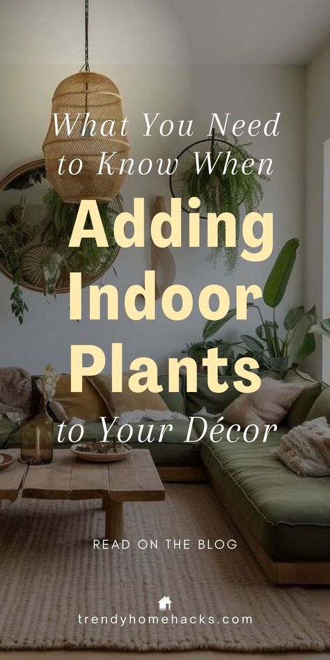 The placement of indoor plants is just as important as selecting the right ones. Have you ever considered how a plant's location impacts its health and your home’s aesthetics? This post provides the knowledge to select, place, and care for indoor plants. Whether you’re in a spacious house, a cozy apartment, or a stylish condo, there’s a plant that fits every space and lifestyle. Ready to enhance your home with plants? Click to read the full guide on the Trendy Home Hacks blog or save this pin! Indoor Houseplants Decor, Plants In A Living Room, Living Room With A Lot Of Plants, House Plant Placement, Plants In Office Space Interiors, Indoor Plant Grouping Ideas, How To Decorate With Indoor Plants, Where To Place Plants In Your Home, How To Add Plants To Your Home