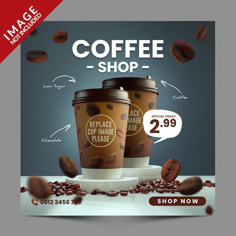 Coffee Shop Social Media, Coffee Poster Design, Coffee Advertising, Photoshop Tutorial Typography, Social Media Advertising Design, Creative Advertising Design, Food Advertising, Photoshop Tutorial Design, Food Graphic Design