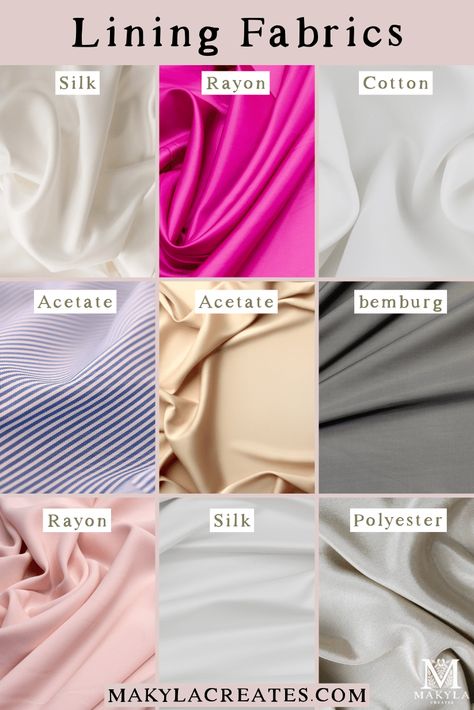 Types Of Cloth Material, Couture, Types Of Clothing Material, Fabric Names List Indian, Names Of Fabrics, Fabric For Dresses Ideas, Weaving Fabric For Clothes, Dress Lining Fabric, Type Of Clothes Fabrics