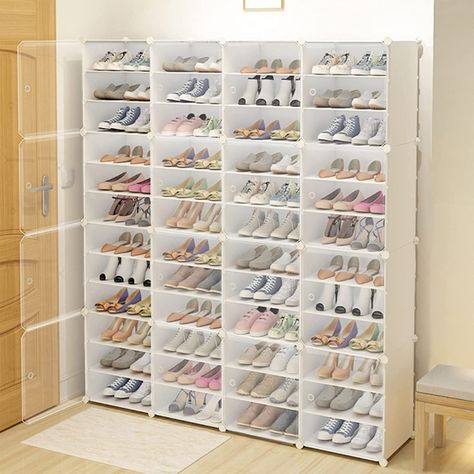 PRICES MAY VARY. 【Size】 Each big cube can hold 6 pairs of shoes, or remove the middle partition can hold 2 pairs of boots. It is perfect for storing shoes at entrances, wardrobes, closets, dormitories, garages and other places. Each cube can support up to 22 pounds. 【Easy Assemble】 Simple assembly with clear instructions and assembly viedio Multi-angled plastic ABS connectors included to assemble your modular shoes shelf. 【Sturdy And Stackable】 Our clear shoe Cabinet is made of plastic pacel,Can Organisation, Shoe Rack Box, Clear Plastic Shoe Boxes, Shoe Box Storage, Shoe Rack Organizer, Plastic Shoe Boxes, Diy Shoe Storage, Shoe Rack Closet, Stackable Shoe Rack