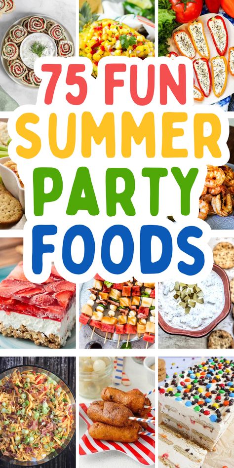 Pool party food Essen, Backyard Party Food Buffet Summer, Different Bbq Food Ideas, Sides For Birthday Party Food, What To Bring To A Bbq Parties, Quick Party Food Easy, Summer Outdoor Food Ideas, Summer Food Party Ideas, Easy Summer Picnic Food Ideas