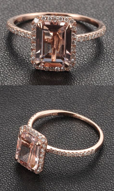 Wedding Rings Morganite, Rose Gold And Diamond Ring, Dream Engagement Rings Rose Gold, Rose Gold Rings Engagement, Morganite Rose Gold Engagement Ring, Morganite Ring Engagement, Morganite Engagement Rings, Engagement Rings Rose Gold, Rose Gold Morganite Engagement Ring