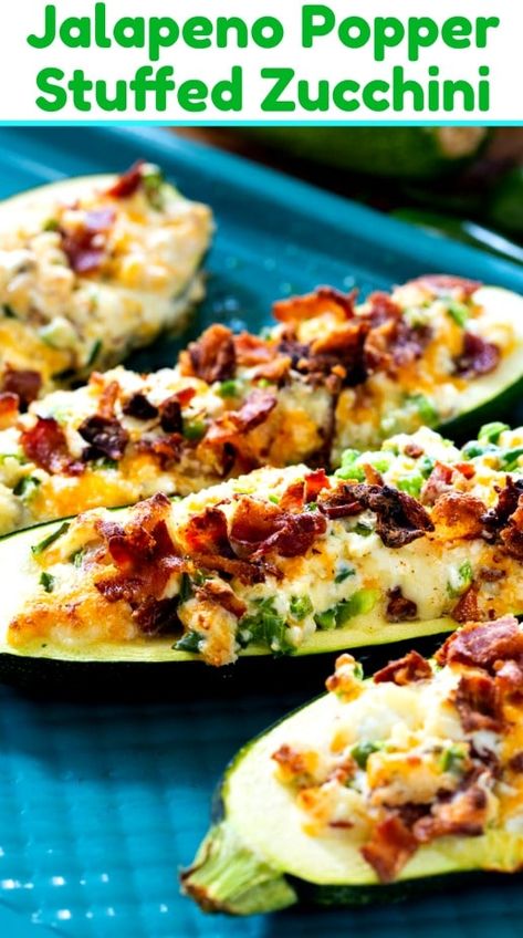 Jalapeno Popper Zucchini Boats #lowcarb #keto Popper Recipes, Zucchini Boat Recipes, Spicy Southern Kitchen, Recipes Spicy, Jalepeno Recipes, Jalapeno Popper Recipes, Poppers Recipe, Jalapeno Recipes, Zuchinni Recipes