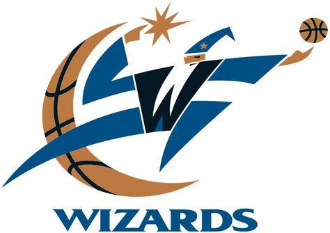 Washington Wizards Primary Logo (1997/98-2006/07) - A wizard conjuring a basketball with a quarter moon Logos, Gus Johnson, Wizards Logo, Historical Logo, Quarter Moon, Nba Logo, Retro Sports, Event Logo, Word Mark Logo