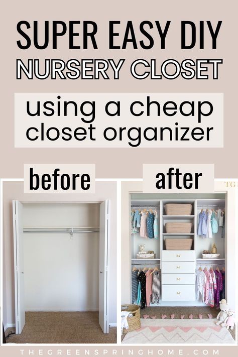 Elevate your nursery decor with the Easy DIY Nursery Closet Organizer! Explore budget-friendly closet hacks and organization ideas for a functional and stylish baby room. From clothing racks to creative storage, this DIY project adds a touch of charm to your nursery. Shared Nursery Closet Organization, Closet Organizer For Nursery, Ikea Nursery Closet Organization, Baby Closet Ikea, Boho Nursery Closet, Cubby Storage Ideas Nursery, Nursery Room Closet Ideas, Closet Organization For Nursery, Diy Nursery Closet Organization