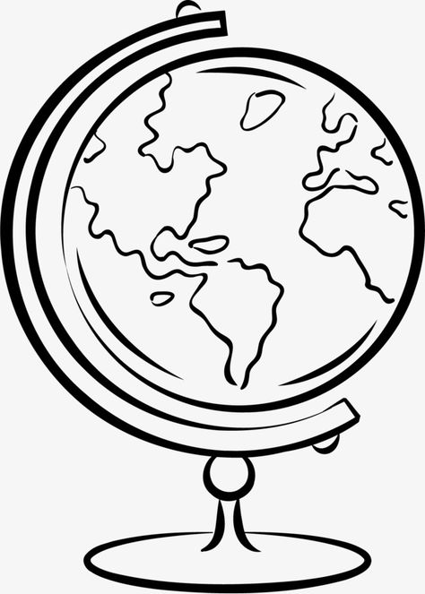 How To Draw A Globe, Geography Drawings Ideas, Globe Drawing Simple, Globe Drawings, Globe Sketch, Cartoon Globe, The World Drawing, Globe Drawing, Earth Coloring Pages