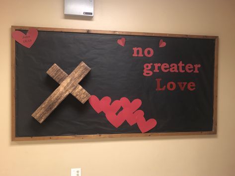 Christian Valentines Bulletin Board Ideas, Christian Valentine Bulletin Board Ideas, Love One Another Bulletin Board, Jesus Valentines Bulletin Board, Christian February Bulletin Boards, Valentines Church Bulletin Board, Lent Bulletin Boards Catholic, February Church Decorations, Valentine Church Bulletin Board