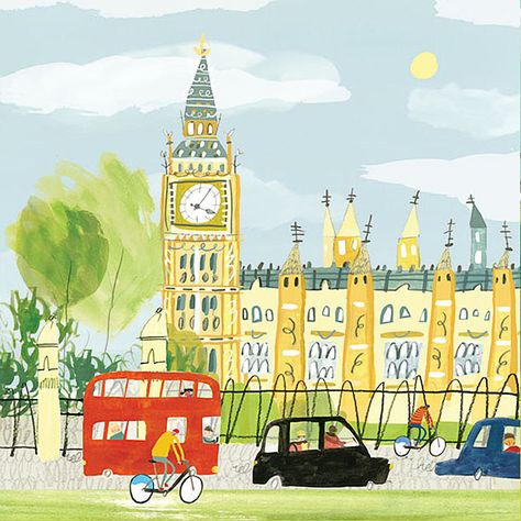 A little London illustration with Big Ben. Cute style. London Drawing, London Illustration, Travel Picture Ideas, Teaching Plan, Big Ben London, Tiny Turtle, Paper Rose, Graphic Inspiration, City Illustration