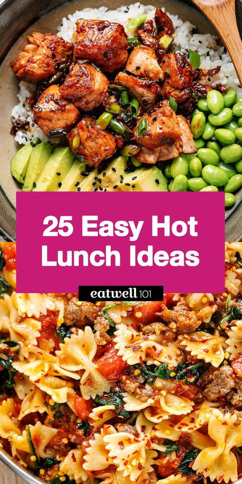 25 Easy Hot Lunch Ideas - #hotlunch #recipes #eatwell101 - These hot lunch recipe ideas plus a quick run in the microwave are all you need for a healthy, nourishing, and delicious hot lunch meal at work, at school, or even at home! Healthy Dinner And Lunch Ideas, Easy To Prep Lunches, Work Meals Prep Lunches, Quick Easy Work Lunches, Cheap Healthy Lunch Ideas For Work, Lunch Ideas With Meat, Launch Ideas Food, Quick Hot Lunch Ideas, Food Flask Lunch Ideas