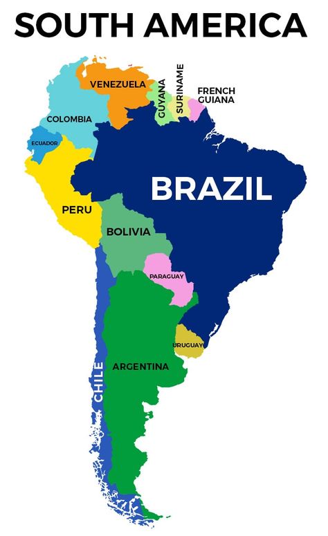 Check out the main information about the map of Brazil. It includes the map of South America, the Brazilian states, and FREE Brazil maps for download. | map of Brazil | free map of Brazil | Brazil map | regions of Brazil | Brazilian states | traveling in Brazil | Brazil travel #iheartbrazil #brazil South America Countries Map, South America Map Aesthetic, South America Aesthetic, North And South America Map, America Continent Map, North America Continent Map, Latin America Map, Brazil Facts, South America Continent