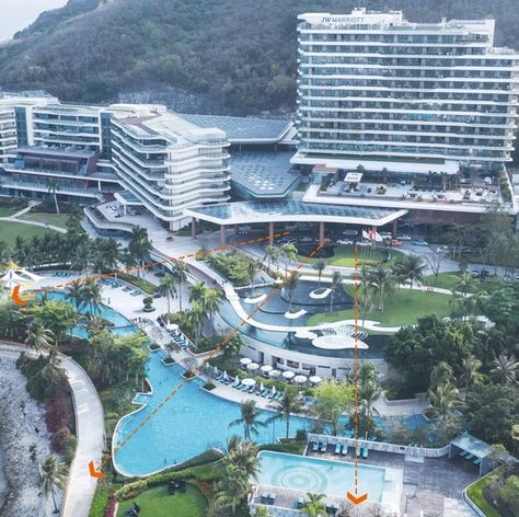 Gallery of JW Marriott Hotel Sanya Dadonghai Bay / W&R Group - 6 Waterfront Hotel Architecture, Resort Masterplan, Resort Hotel Design, Resort Design Plan, Architecture Photography Buildings, Hotel Design Architecture, Hotel Landscape, Pool Hotel, Hotel Facade