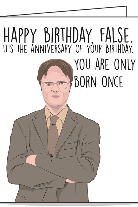 Dwight Schrute Funny Birthday Card. The Office TV show greeting card that will make you laugh. Office Happy Birthday, The Office Happy Birthday, Office Birthday Decorations, Happy Birthday Memes, Office Themed Party, 21st Birthday Quotes, Office Birthday Party, The Office Tv Show, Funny Cartoon Memes