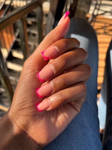 Pink french nails Barbie pink nails Nail Tips, Barbie Pink Tip Nails, Nails Barbie, Barbie Pink Nails, Pink Tip Nails, Pink French Nails, Pink French, Tip Nails, Barbie Pink