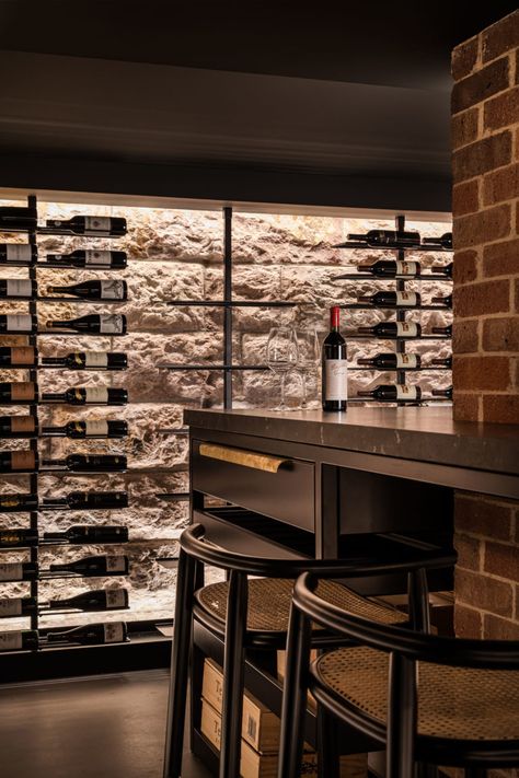 Sandstone Basement Turned Wine Cellar - Darren James Interiors