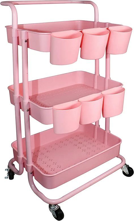 Pink Room Storage, Art Rolling Cart, Plastic Products Ideas, Pink Things For Room, Modern Pink Room Decor, Cute Room Decor Pink, Cute Room Stuff, Cute Storage Ideas, Stuff For Your Room