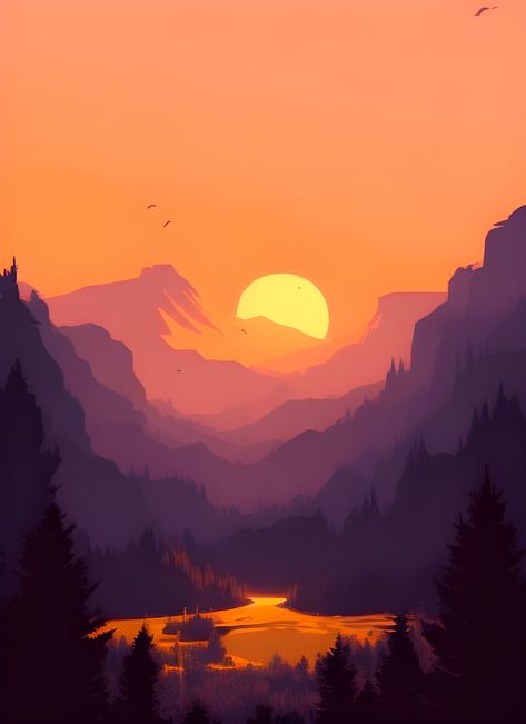 https://www.redbubble.com/i/wood-print/Discover-the-Charm-and-Elegance-of-Our-Minimalist-Landscape-Mountain-View-Sunrise-Print-Collection/138106112.EZ4MB?asc=u Bergen, Sunset Landscape Illustration, Sunrise And Sunset Paintings, Minimalistic Illustration Art, Mountain Sunset Mural, Mountain Sunset Illustration, Mountain Sunset Drawing, Sunrise Mountain Painting, Records Drawing