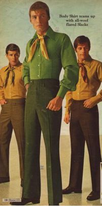 Very, very high-waisted pants from 1969.  More on mainstream fashion of the 1960s:  http://attireclub.org/2014/06/12/mainstream-fashion-1960s/   #fashion #history #style #1960s #60s #culture 1960s Men Fashion, Men 60s Fashion, 60s Men Fashion, 60s Fashion Men, 1960s Mens Fashion, 1960s Fashion Mens, 60s Mens Fashion, 70s Fashion Men, 60s Outfits
