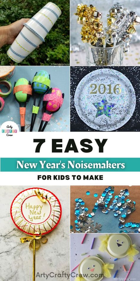 7 Easy New Year's Noisemakers For Kids To Make. 7 Easy New Year's Noisemakers For Kids To Make curated by Arty Crafty Crew. New Years Eve Noise Makers For Kids, Craft For New Year For Kids, New Years Kid Crafts, Easy New Years Crafts For Kids, New Years Noise Maker Craft Kids, Easy Nye Crafts For Kids, New Year Eve Crafts For Kids, Happy New Year Crafts For Kids 2024, New Years Crafts For Kids Preschool