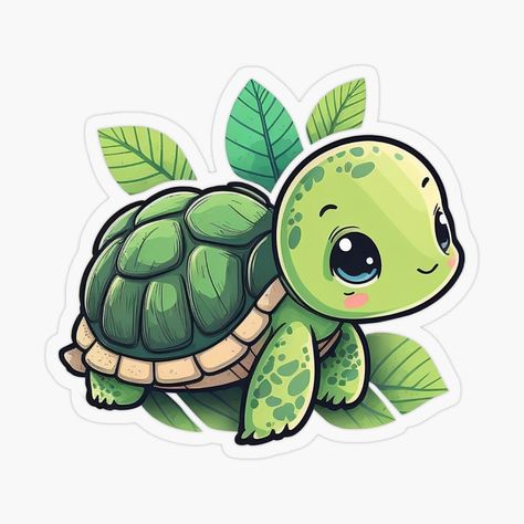 Cute Animals Design, Cute Art Stickers, Turtle Drawings Sketches, Cute Turtle Painting, Turtle Cartoon Drawing, Animal Cute Drawing, Cute Turtle Art, Cool Sticker Ideas, Cute Stickers Ideas