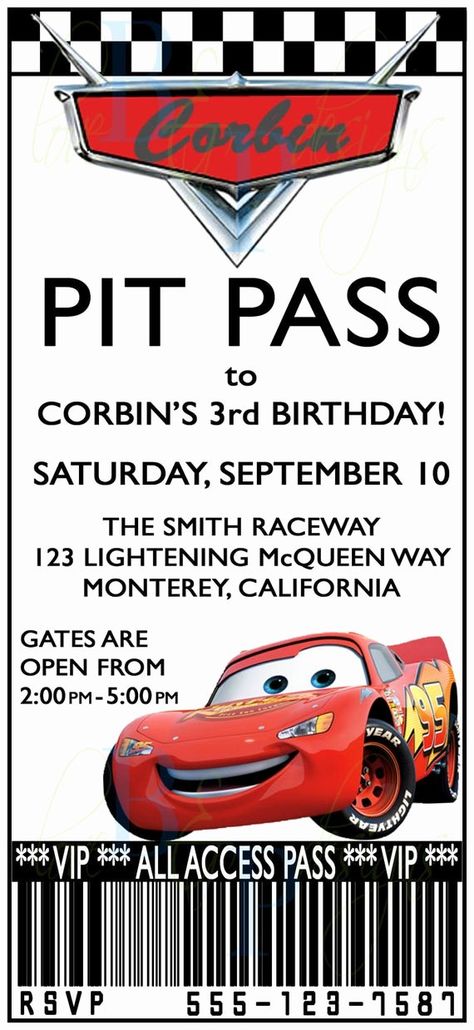 Mcqueen Party, Mcqueen Birthday, Cars Invitation, Cars Birthday Invitations, Disney Cars Party, Car Themed Parties, Car Birthday Theme, Race Car Birthday Party, Disney Cars Birthday