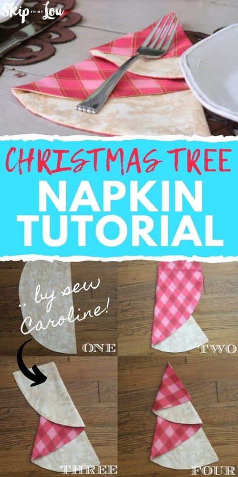 Natal, Patchwork, Xmas Tree Folded Napkins, Folded Christmas Tree Napkins, Christmas Serviette Ideas, Fabric Christmas Tree Napkins, How To Fold A Christmas Tree Napkin, Christmas Tree Napkins Fold, Christmas Tree Serviettes