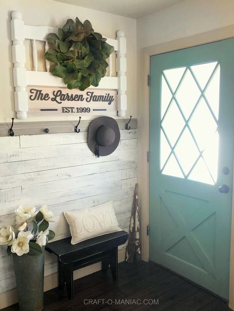 New Year New Entry Wall with CraftCuts @craftcuts Behind Front Door, Entry Wall, Farmhouse Side Table, Cute Dorm Rooms, Country Style Homes, Decor Guide, Country House Decor, Country Home Decor, Farmhouse Kitchen Decor