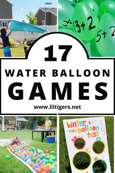 Water Baloon Games, Water Games Outside, Water Ballon Games, Water Party Games, Kids Water Party, Backyard Water Games, Relay Games For Kids, Balloon Party Games, Balloon Games For Kids