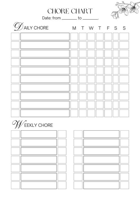 Free Printable Chore Charts, Daily Chore Charts, Stationery List, Weekly Chore Charts, Chore Chart Template, Family Chore Charts, Responsibility Chart, Weekly Chores, Printable Chore Chart