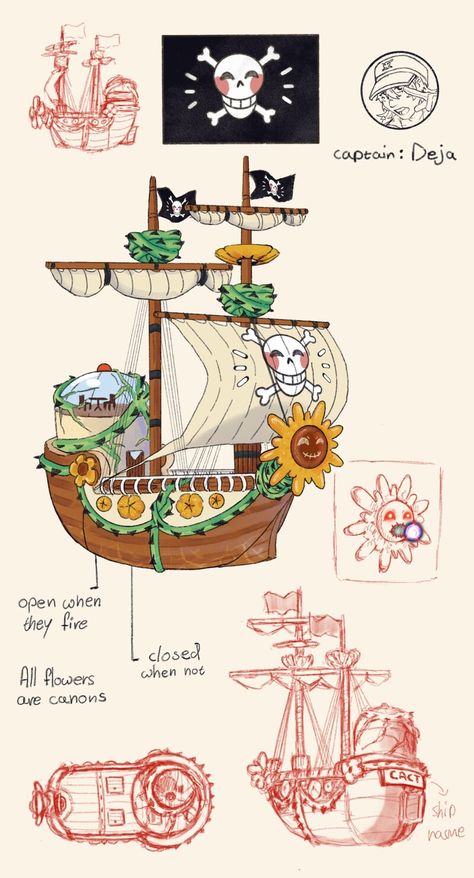 One Piece Boat Pirate Ships Oc, One Piece Pirate Ship Oc, One Piece Boat Pirate Ships, One Piece Ship Boat, One Piece Concept Art, Anime Pirate Ship, One Piece Dnd, One Piece Pirate Ship, Genshin Impact Character Design