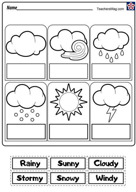 Free Printable Weather Station for Kids. Weather Chart | TeachersMag.com Weather Activities Preschool Worksheets, Weather Worksheets For Grade 1, Weather Worksheet For Grade 1, Kindergarten Weather Worksheets, Weather Kindergarten Worksheets, Weather Worksheets Preschool Free Printables, Weather Worksheets For Preschool, Weather Preschool Worksheets, Weather Crafts Preschool Free Printables