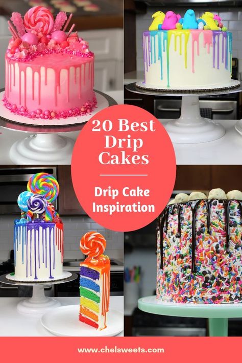 Drip Cake Ideas, Caramel Drip Cake, Drip Cake Recipes, Drippy Cakes, Cake Challenge, Dq Cakes, Birthday Drip Cake, Cake Drip, Peeps Cake