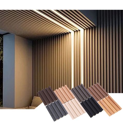 Plastic Panels Wall, Wood Plastic Composite Wall Panel, Pvc Wall Panels Designs Outdoor, Pvc Panel Bedroom Design, Outdoor Wall Panelling, Pvc Bedroom Wall Design, Pvc Wall Design For Living Room, Wpc Ceiling Design Living Room, Pvc Wall Design For Bedroom