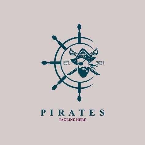 pirates ship wheel sword logo icon vintage style design template vector for brand or company and other Pirate Logo Design, Shipping Company Logo, Pirate Ship Wheel, Pirates Ship, Famous Movie Posters, Business Aesthetic, Ship Wheel, The Pirates, Famous Movies