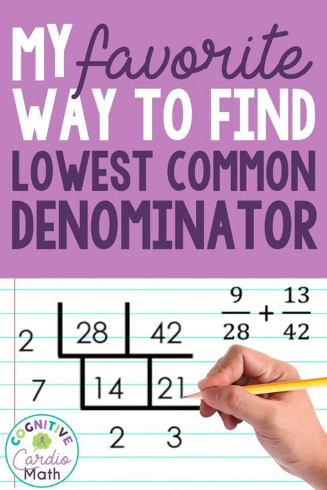 Are your middle school math students learning to add and subtract fractions? Here is my favorite way to help my students develop a stronger understanding of how numbers are related while easily finding the lowest common denominator. Finding Factors, Least Common Denominator, Junior High Math, Unlike Fractions, Subtract Fractions, Finding Equivalent Fractions, Add And Subtract Fractions, Adding And Subtracting Fractions, Teaching Fractions