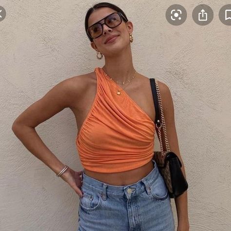 Scrunched Up Orange Top Ruched Tank Top, Cold Shoulder Crop Top, Party Crop Tops, Ruched Crop Top, One Shoulder Crop Top, Short Tank Top, Crop Top Women, Skirt Denim, Streetwear Y2k