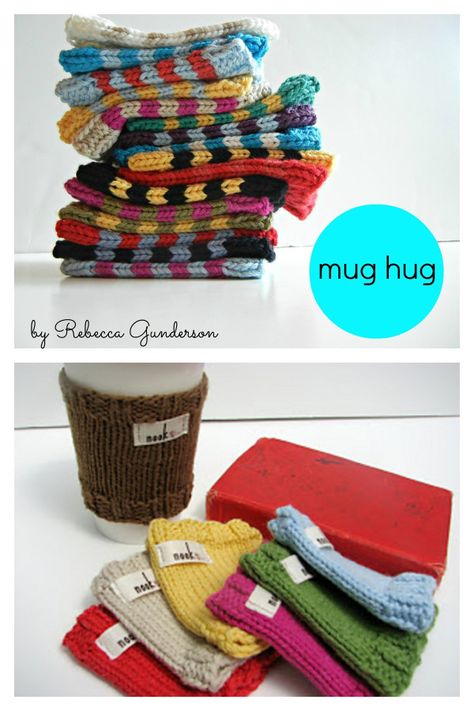8 Easy Cup Cozy Free Knitting Patterns - Page 2 of 2 Knitted Mug Rugs Patterns Free, Knit Mug Rug, Cup Cozy Knitting Pattern, Coffee Sleeve Pattern, Knitted Coffee Sleeve, Knit Cup Cozy, Knit Coffee Cozy, Cup Cozy Pattern, Crochet Mug Cozy