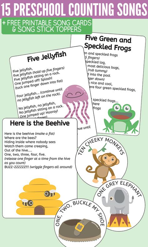 Counting Songs For Kindergarten, Songs And Rhymes For Preschool, Play To Learn Preschool Jamie White, Counting Rhymes Preschool, Preschool Songs Printable, Counting Poems For Preschool, Preschool Circle Time Songs Free Printables, Finger Rhymes For Preschool, Repetitive Books For Preschool